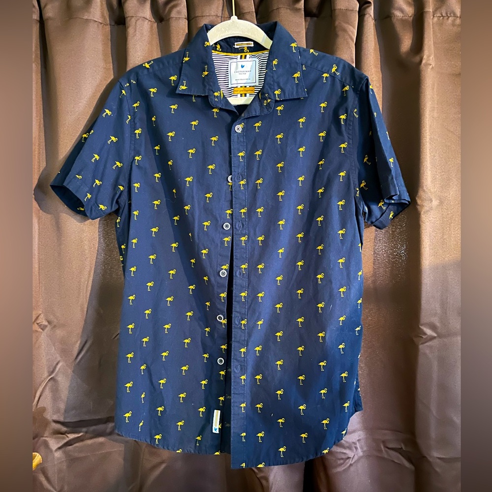 Cactus Man Boy's Shirt, Size Medium, Navy and gold, Pre-Loved, great condition
